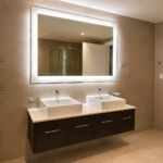 Custom LED bathroom mirror installation in Dubai